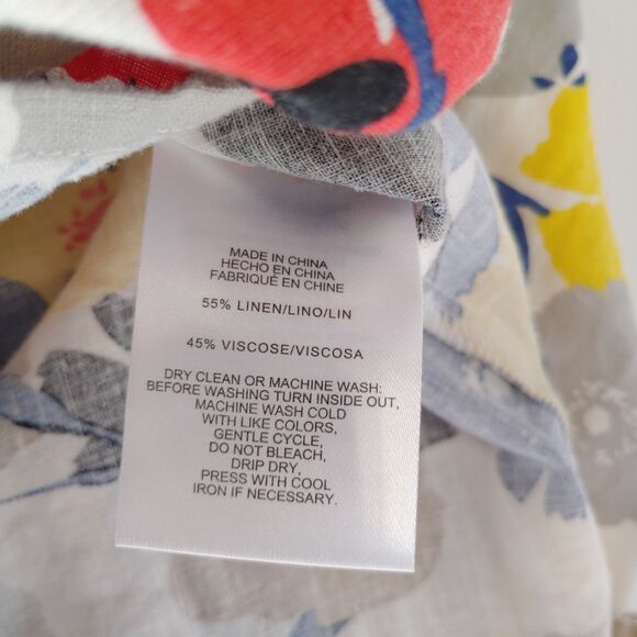 JONES NEW YORK WOMEN'S linen button down long sleeve shirt poppy floral print L - Picture 5 of 6